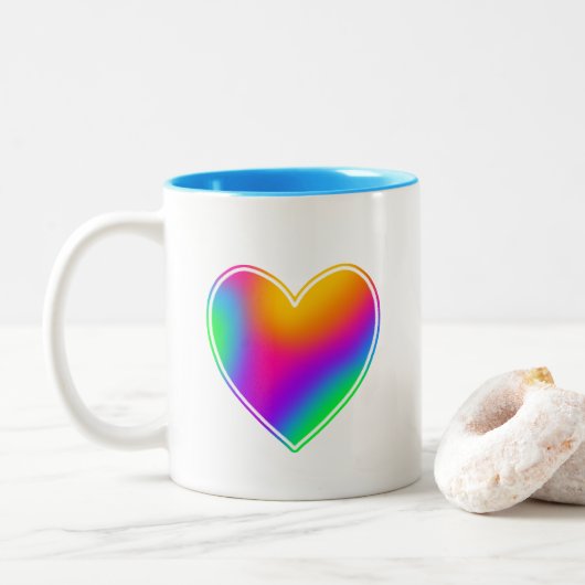 Rainbow Heart Zweifarbige Tasse (Mit Donut)