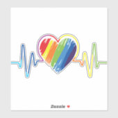 Rainbow Heartbeat | Abstrakter künstlerischer Gay Aufkleber (Blatt)
