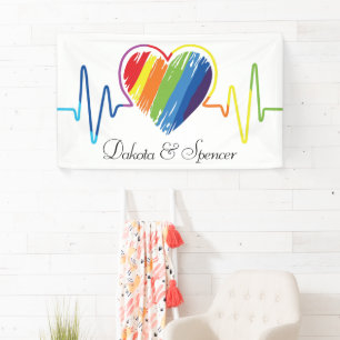 Rainbow Heartbeat Abstraktes Schreibenherz Banner