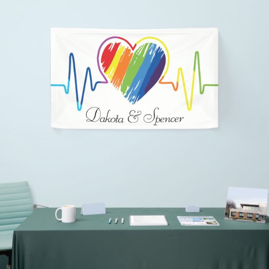 Rainbow Heartbeat | Abstraktes Schreibenherz Banner (Messeveranstaltung)