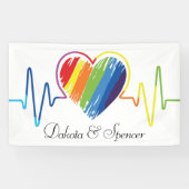 Rainbow Heartbeat | Abstraktes Schreibenherz Banner (Horizontal)