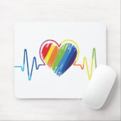 Rainbow Heartbeat | Abstraktes Schreibenherz Mousepad (Mit Mouse)