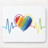 Rainbow Heartbeat | Abstraktes Schreibenherz Mousepad (Vorne)