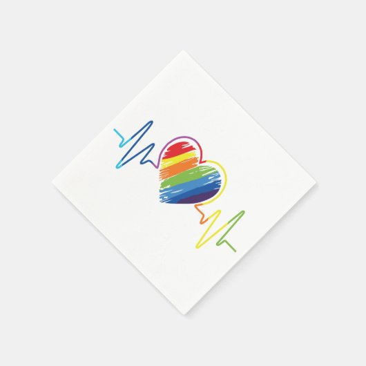 Rainbow Heartbeat | Abstraktes Schreibenherz Serviette (Ecke)