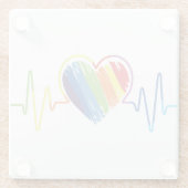 Rainbow Heartbeat | Abstraktes Scribble Herz LGBQ Glasuntersetzer (Rückseite)