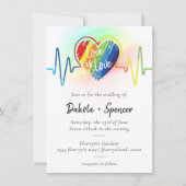 Rainbow Heartbeat | Scribble Heart Liebe ist Liebe Einladung (Vorderseite)