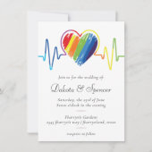 Rainbow Heartbeat | Scribble Heart Wedding Einladung (Vorderseite)