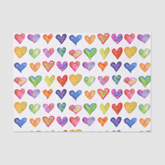 Rainbow Hearts 10lb Gewebepapier, weiß Seidenpapier (Vorderseite)