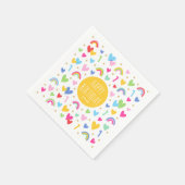 Rainbow Hearts 1. Geburtstag Party Name Gelb Serviette (Ecke)