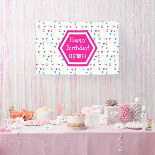 Rainbow Hearts 2. Geburtstag Banner (Party)
