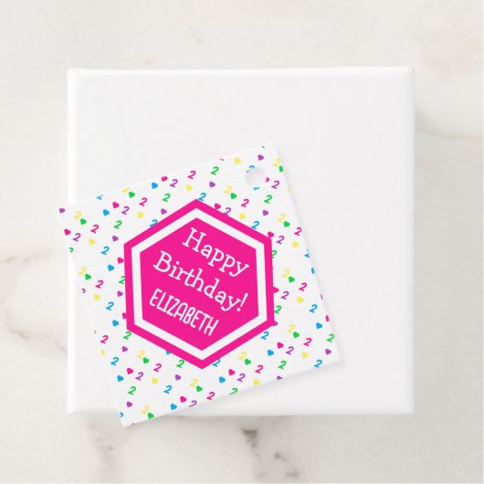 Rainbow Hearts 2. Geburtstag Geschenkanhänger (Beispiel)