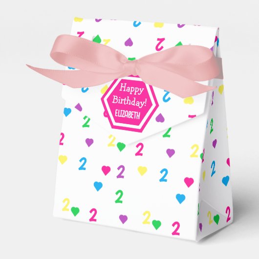 Rainbow Hearts 2. Geburtstag Geschenkschachtel (Vorderseite)
