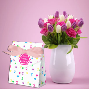 Rainbow Hearts 2. Geburtstag Geschenkschachtel