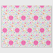 Rainbow Hearts 2. Geburtstag Individuelle Name Pin Geschenkpapier (Flach)