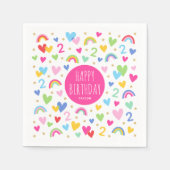 Rainbow Hearts 2. Geburtstag Party Individuelle Na Serviette (Vorderseite)