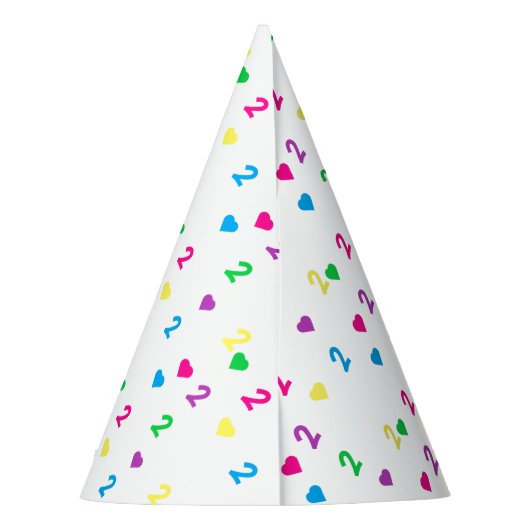 Rainbow Hearts 2. Geburtstag Partyhütchen (Rückseite)