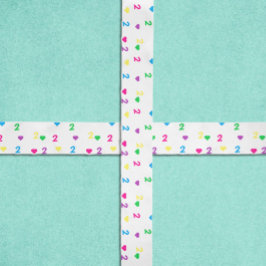 Rainbow Hearts 2. Geburtstag Satinband