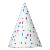 Rainbow Hearts 3. Geburtstag Partyhütchen (Vorderseite)