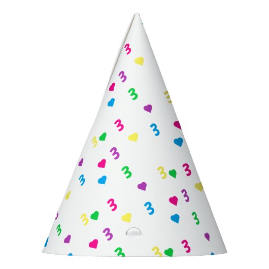 Rainbow Hearts 3. Geburtstag Partyhütchen (Links)