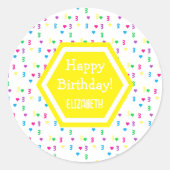 Rainbow Hearts 3. Geburtstag Runder Aufkleber (Vorderseite)