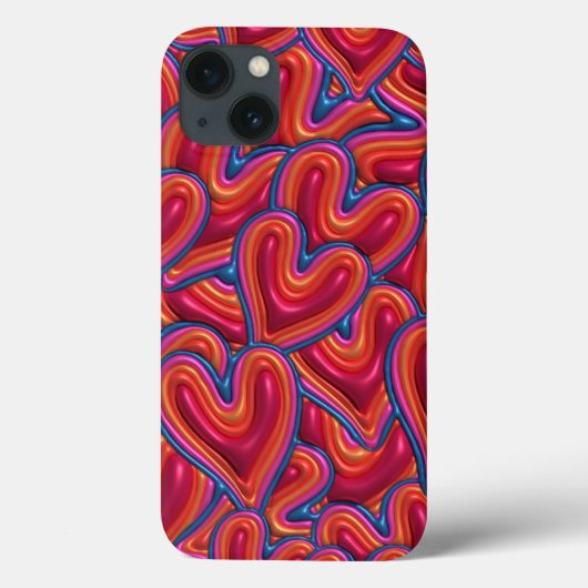 Rainbow Hearts 3D Inflated Puffy IPhone Case (Rückseite)