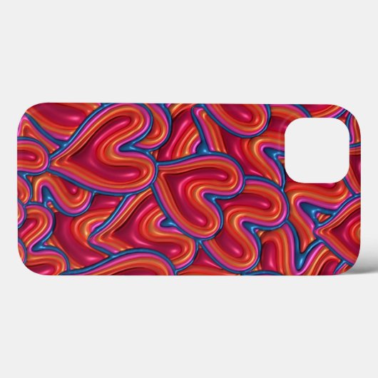 Rainbow Hearts 3D Inflated Puffy IPhone Case (Rückseite (Horizontal))