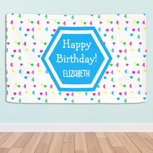 Rainbow Hearts 4. Geburtstag Banner