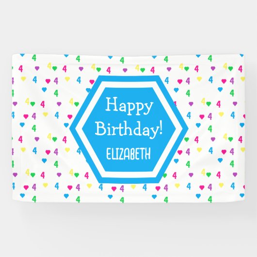 Rainbow Hearts 4. Geburtstag Banner (Horizontal)