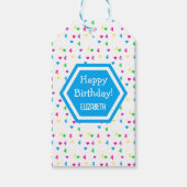 Rainbow Hearts 4. Geburtstag Geschenkanhänger (Vorderseite)