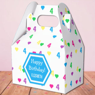 Rainbow Hearts 4. Geburtstag Geschenkschachtel