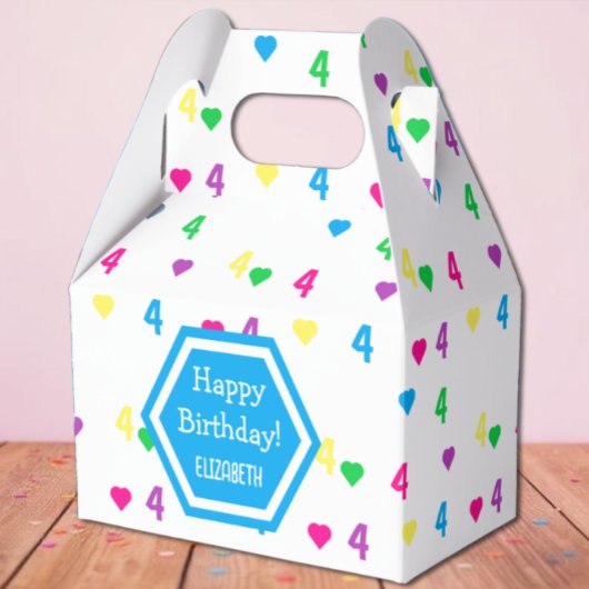 Rainbow Hearts 4. Geburtstag Geschenkschachtel