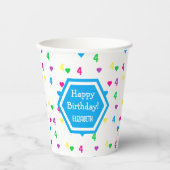 Rainbow Hearts 4. Geburtstag Pappbecher (Vorderseite)