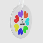Rainbow Hearts Akrylus Ornament Interraziale Liebe (Vorderseite)