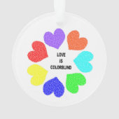 Rainbow Hearts Akrylus Ornament Interraziale Liebe (Rückseite)