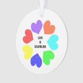Rainbow Hearts Akrylus Ornament Interraziale Liebe (Vorderseite)