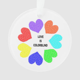 Rainbow Hearts Akrylus Ornament Interraziale Liebe