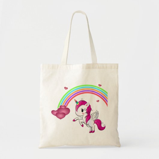 Rainbow Hearts and Unicorn Tragetasche (Vorne)
