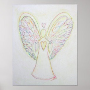 Rainbow Hearts Angel Art Print Poster