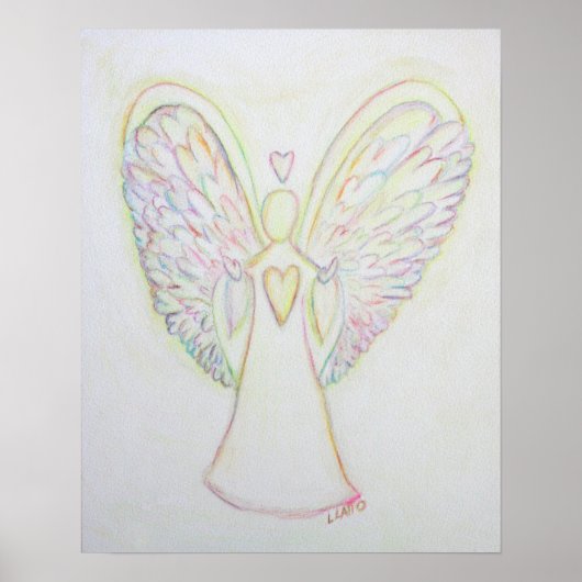 Rainbow Hearts Angel Art Print Poster (Vorne)