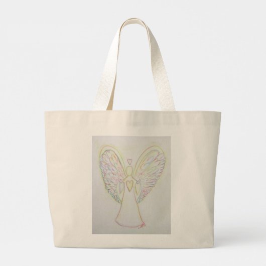 Rainbow Hearts Angel Art Tote Bag Jumbo Stoffbeutel (Rückseite)
