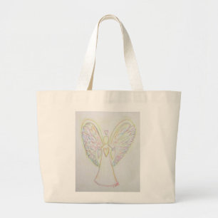 Rainbow Hearts Angel Art Tote Bag Jumbo Stoffbeutel