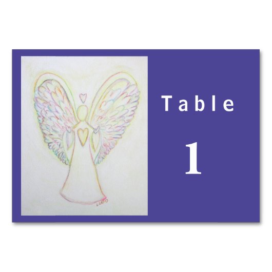 Rainbow Hearts Angel Custom Table Cards Tischnummer (Vorderseite)