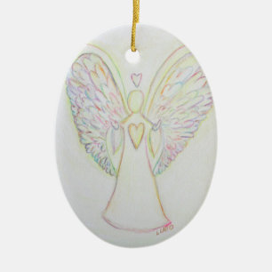 Rainbow Hearts Angel Holiday Gift Ornamente