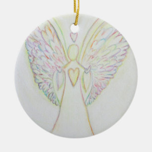 Rainbow Hearts Angel Keramik Ornament