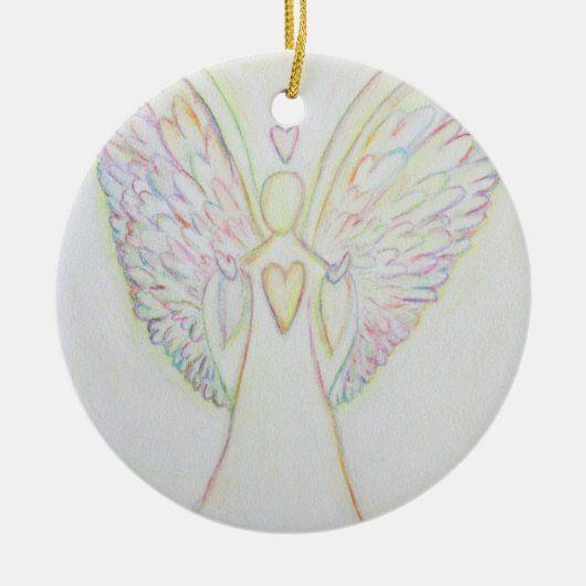 Rainbow Hearts Angel Keramik Ornament (Vorne)