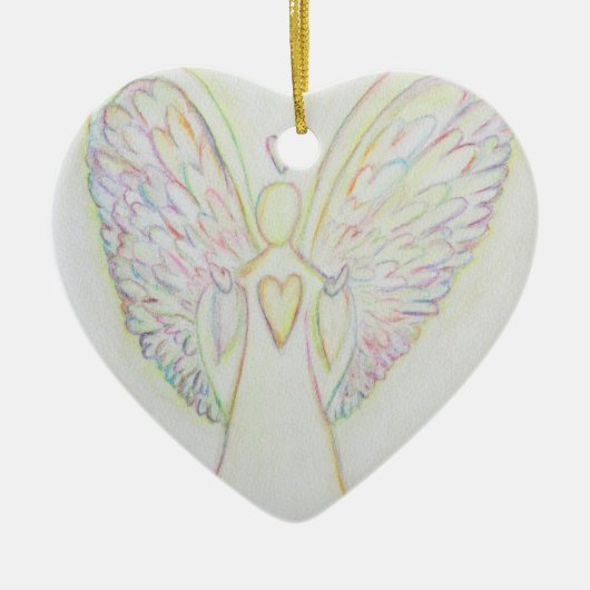 Rainbow Hearts Angel Keramik Ornament (Vorne)