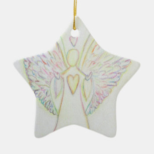 Rainbow Hearts Angel Keramikornament
