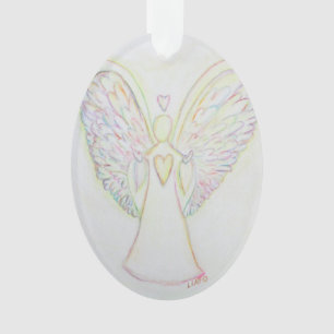 Rainbow Hearts Angel Ornament