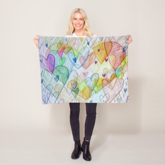 Rainbow Hearts Art Custom Fleece Throw Blanket (Beispiel)