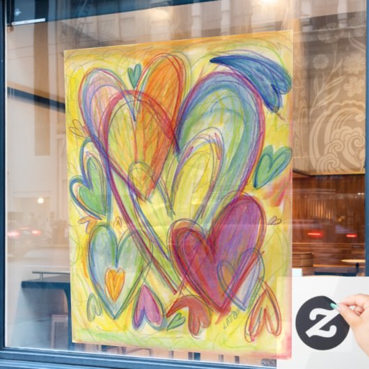 Rainbow Hearts Art Decoration Window Clubs Fensteraufkleber (Café-Fenster)